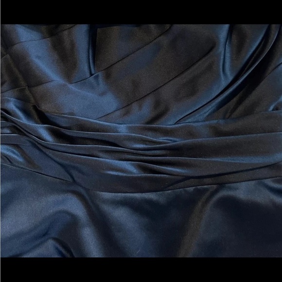 DAVID'S BRIDAL  Black Satin strapless short pick up dress Size 12 Prom Dance - Picture 7 of 8